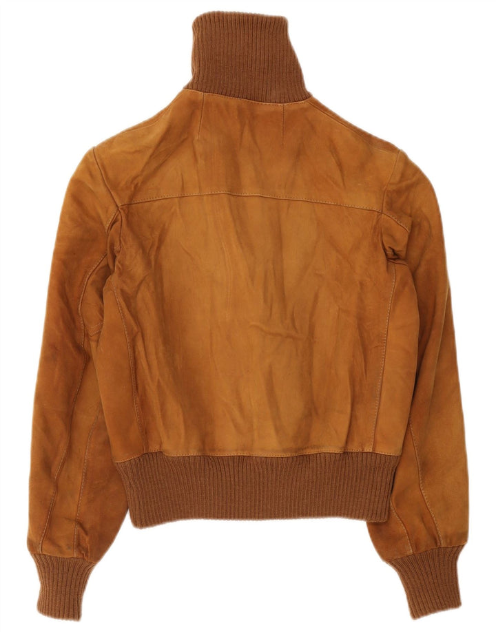 Vintage mujer ante bomber chaqueta Reino Unido 10 pequeño marrón