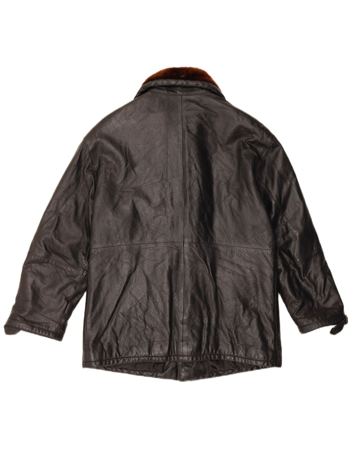 Vintage chaqueta de cuero para hombre Reino Unido 36 pequeño bloque de color negro