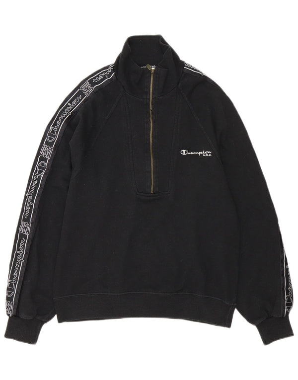 Champion Sudadera con cuello con cremallera y gráfico extragrande para mujer UK 6 XS Negro
