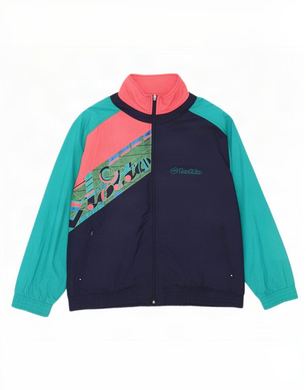 Lotto Mens Graphic Chándal Top Chaqueta XL Azul Marino Colorblock Nylon