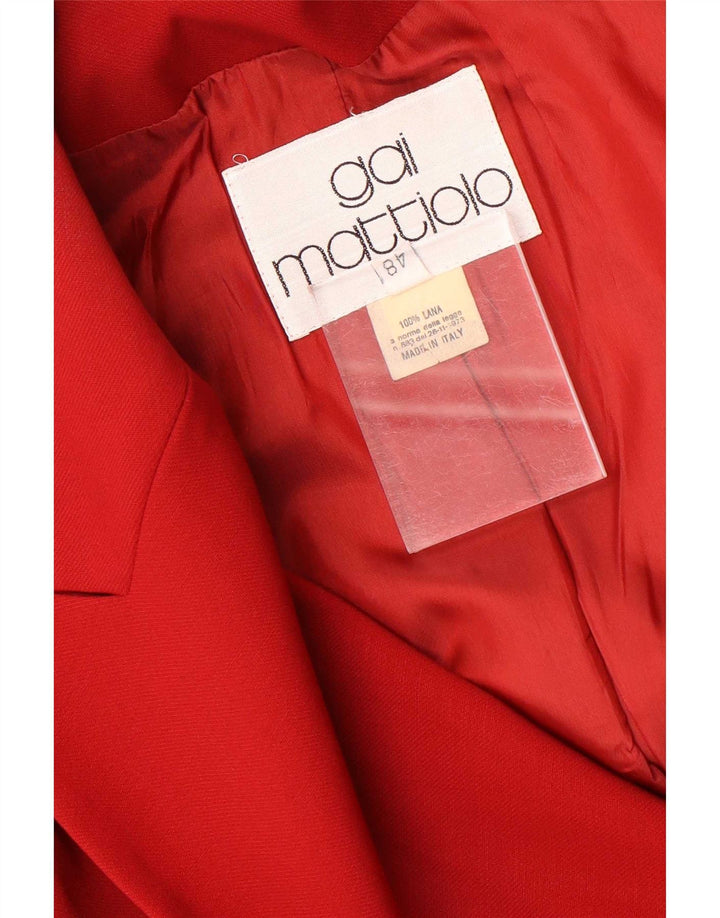 Gai Mattiolo Chaqueta Blazer de 1 Botón para Mujer IT 48 XL Lana Roja