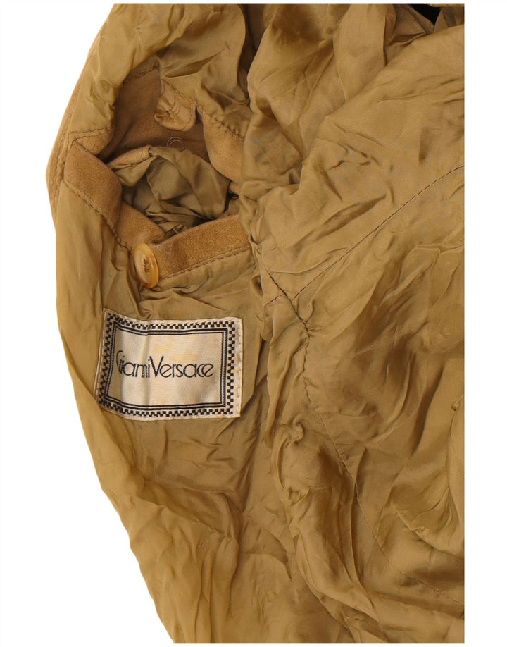 Gianni Versace Chaqueta bomber de ante holgada para mujer UK 38 Beige medio