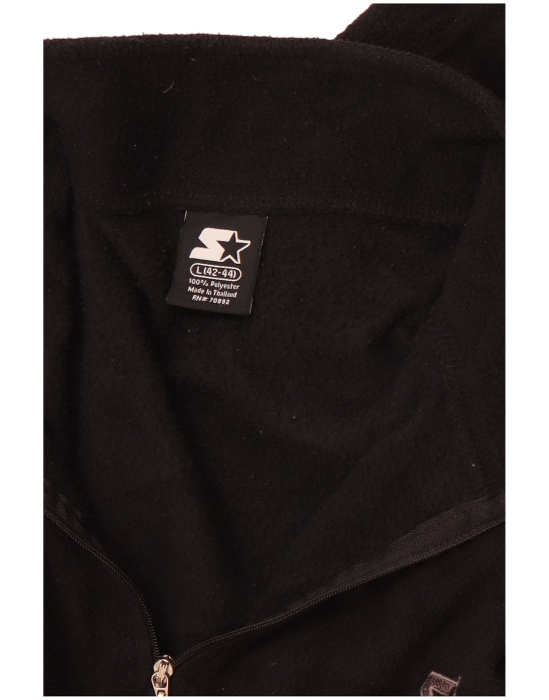 STARTER Jersey de forro polar con cremallera y cuello para hombre, talla grande, poliéster negro, deportivo