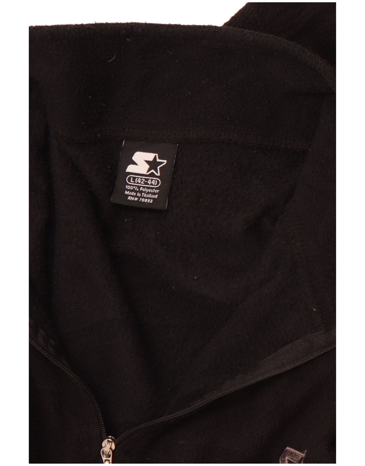 STARTER Jersey de forro polar con cremallera y cuello para hombre, talla grande, poliéster negro, deportivo