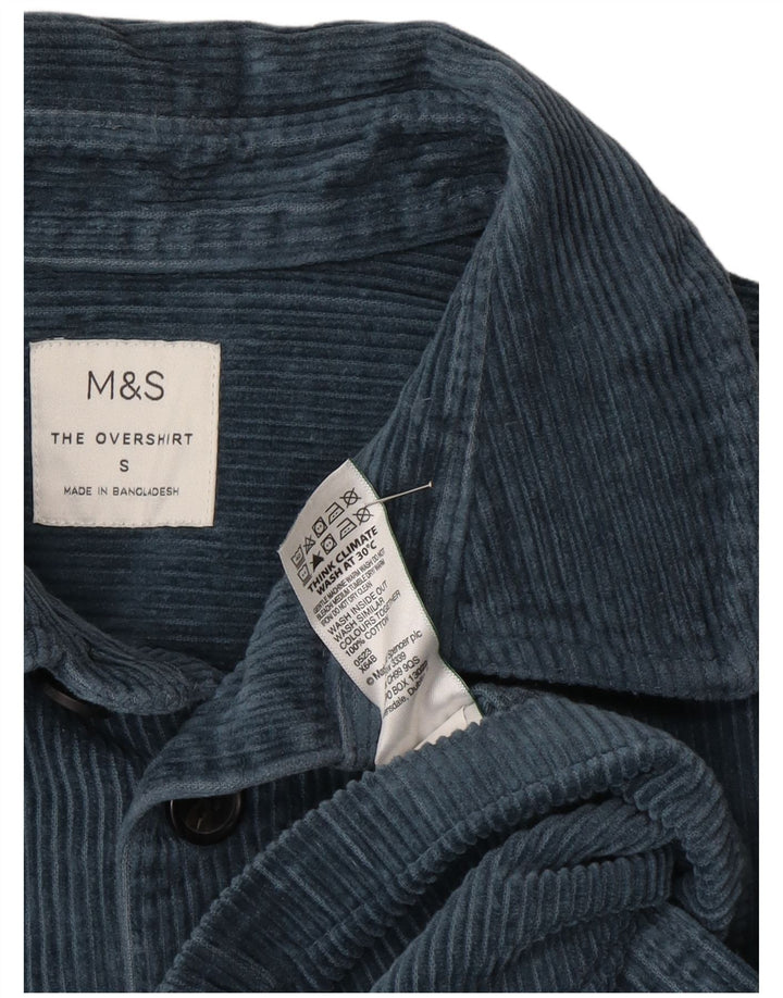 Marks & Spencer - Camisa de pana para hombre, talla pequeña, algodón azul