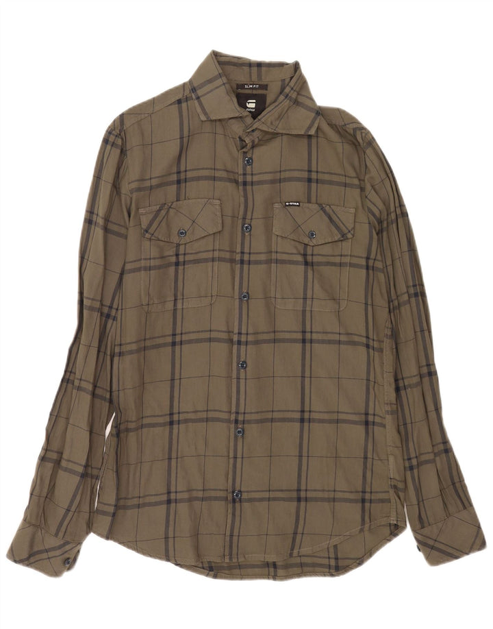 G-Star Hombre Camisa De Franela Slim Fit A Cuadros Verdes Pequeños