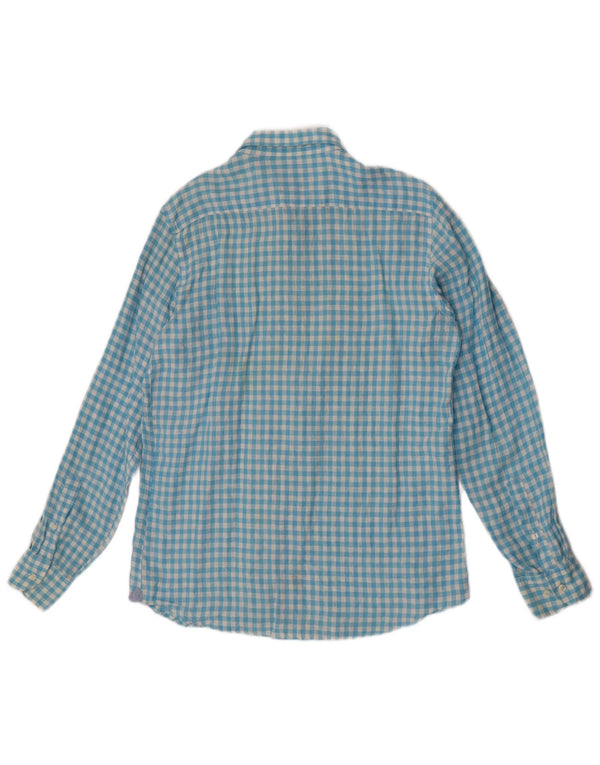 Massimo Dutti Camisa Casual Fit Hombre Vichy Azul Grande