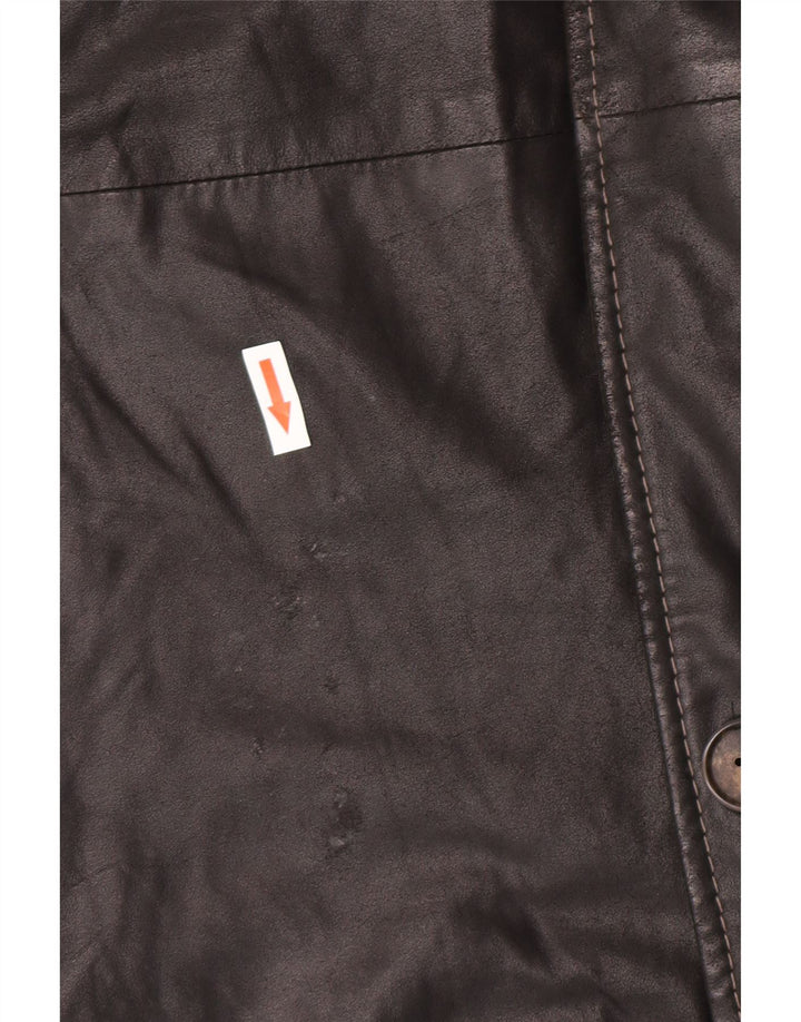 Abrigo de cuero vintage para hombre IT 58 4XL cuero negro