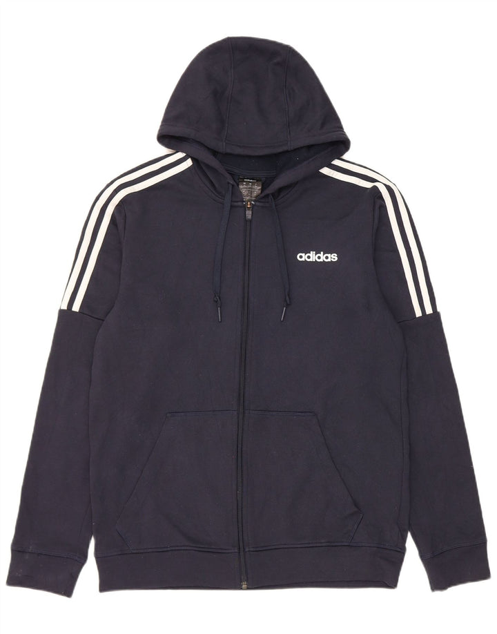 Adidas Mens Climalite Zip Sudadera con capucha Suéter Medio Azul Marino Poliéster