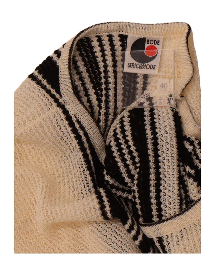 BODE Suéter tipo jersey con cuello barco para mujer EU 40 Medium Off White Stripes