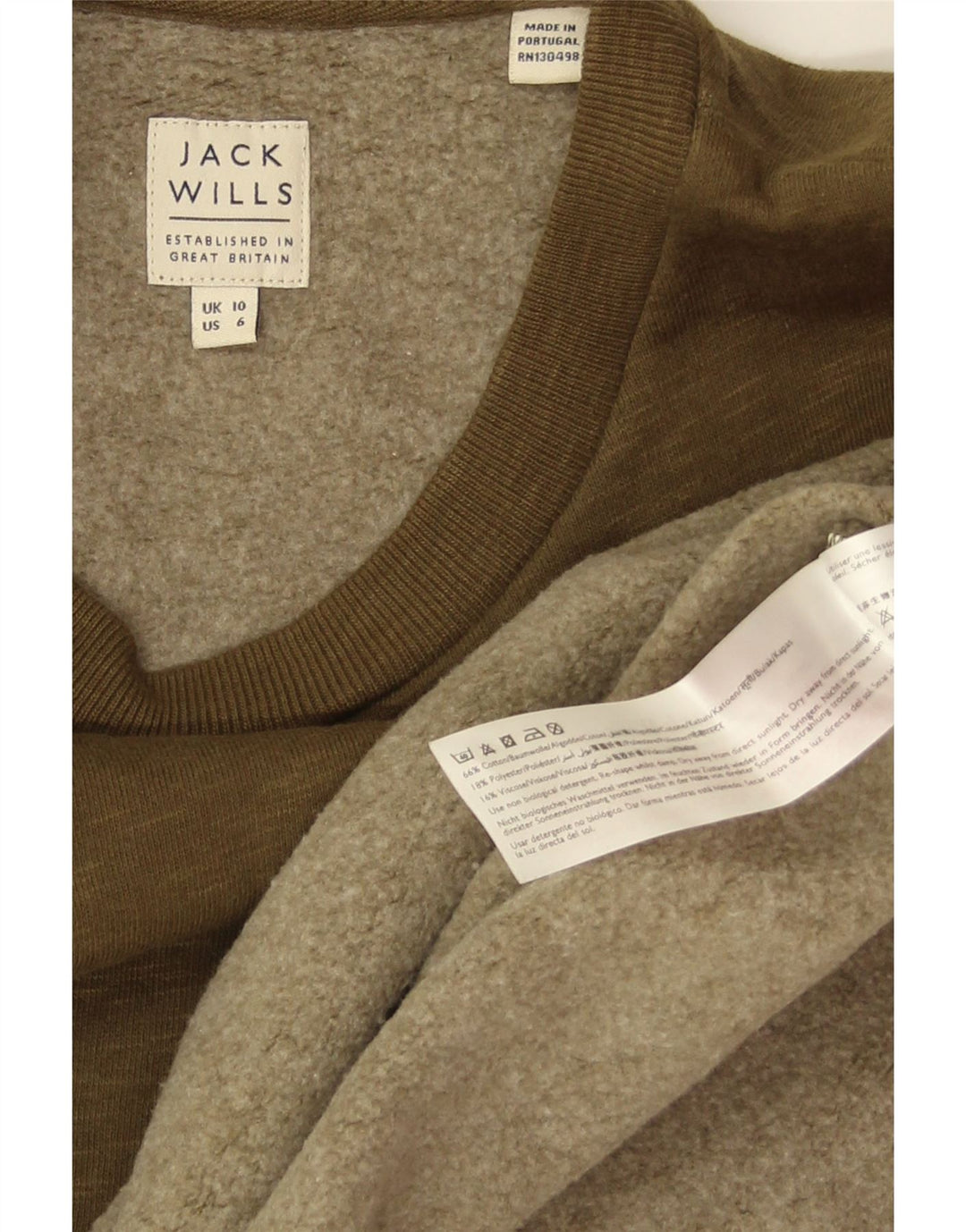JACK WILLS Sudadera extragrande para mujer, talla 10, algodón caqui pequeño