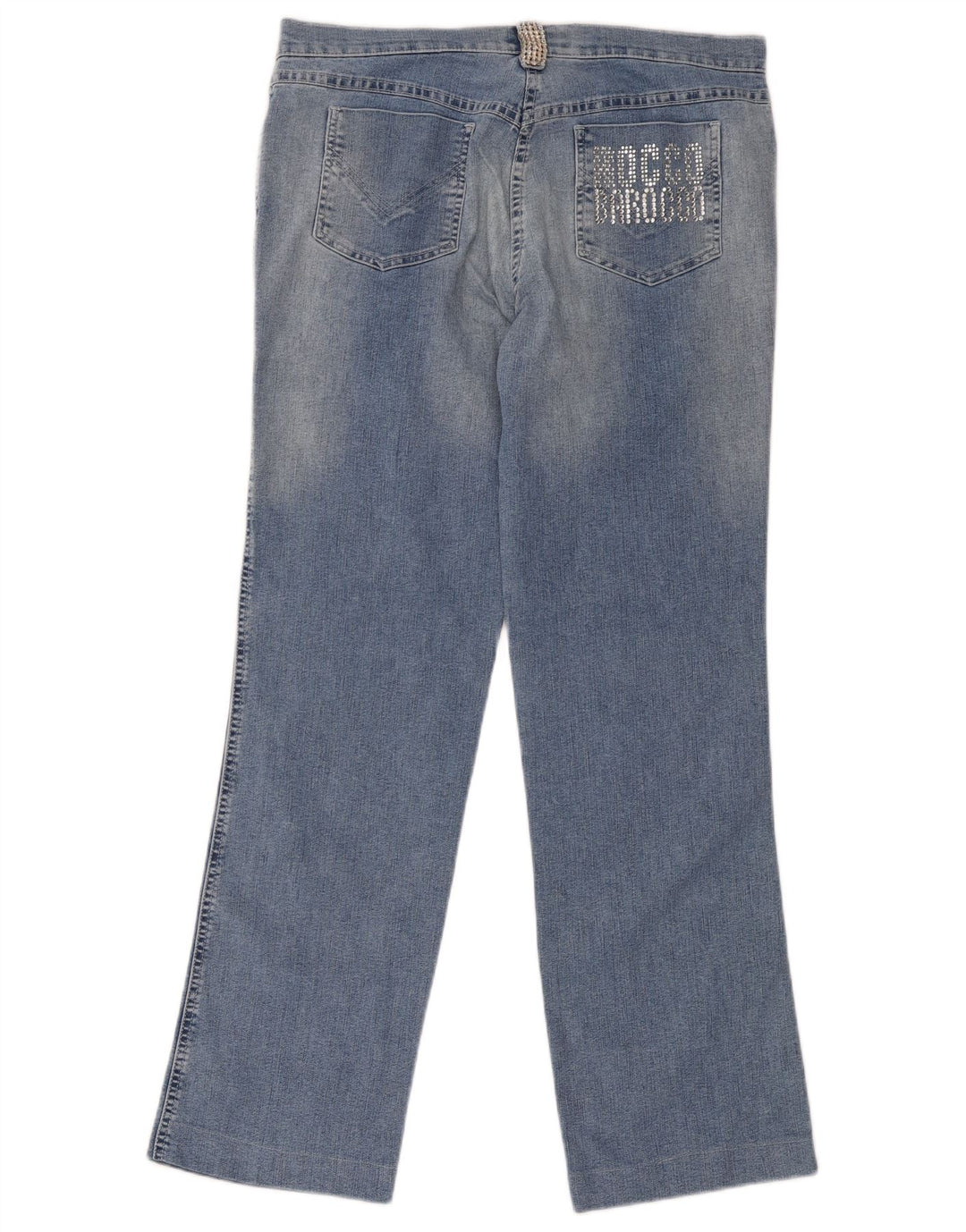Roccobarocco Vaqueros Rectos Gráficos Mujer W34 L31 Algodón Azul