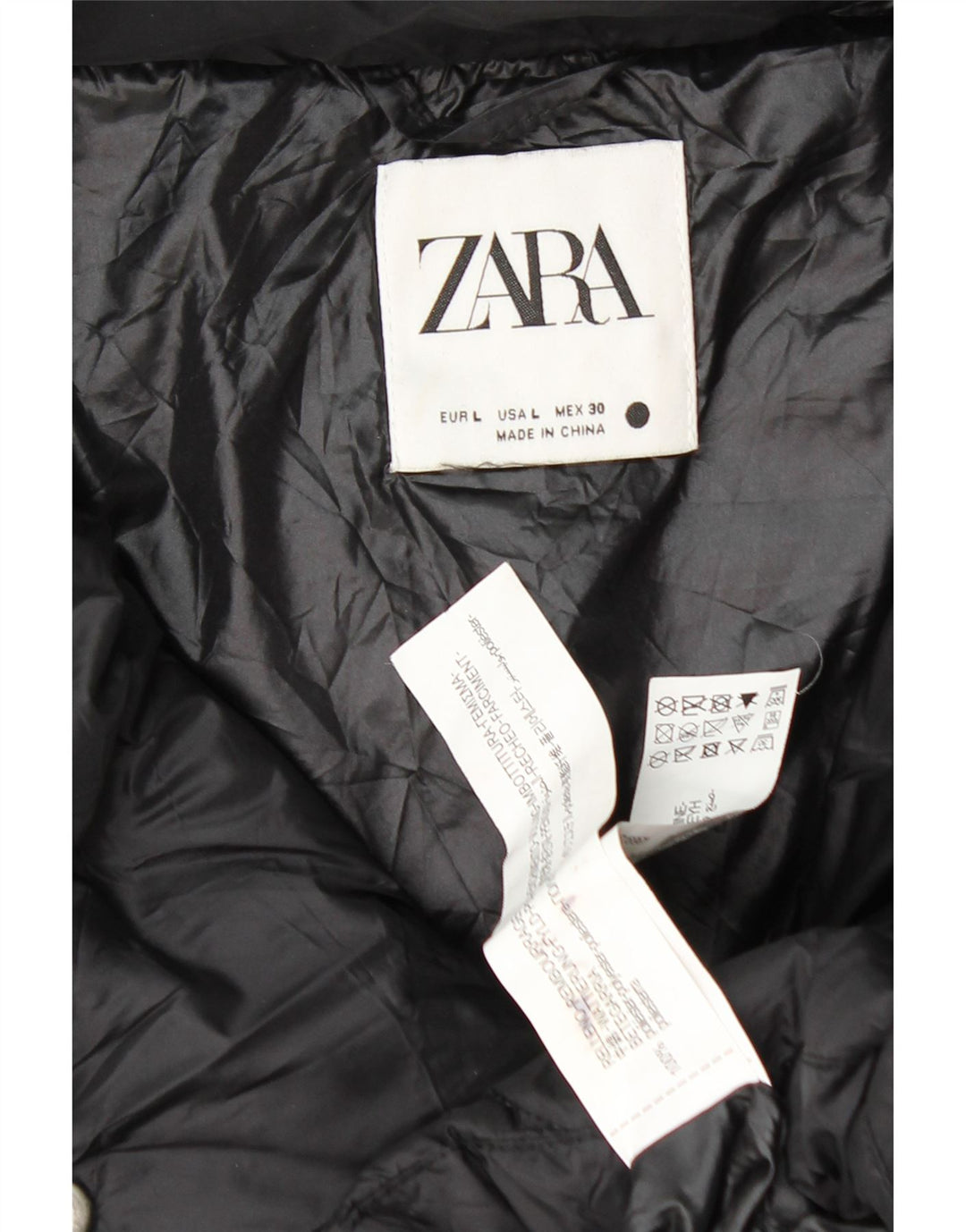 ZARA Mujer Chaqueta Acolchada Extragrande UK 46 Grande Poliéster Negro