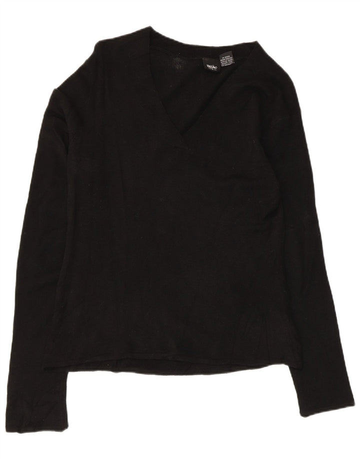 Mossimo Mujer Top Manga Larga UK 44 Grande Acrílico Negro