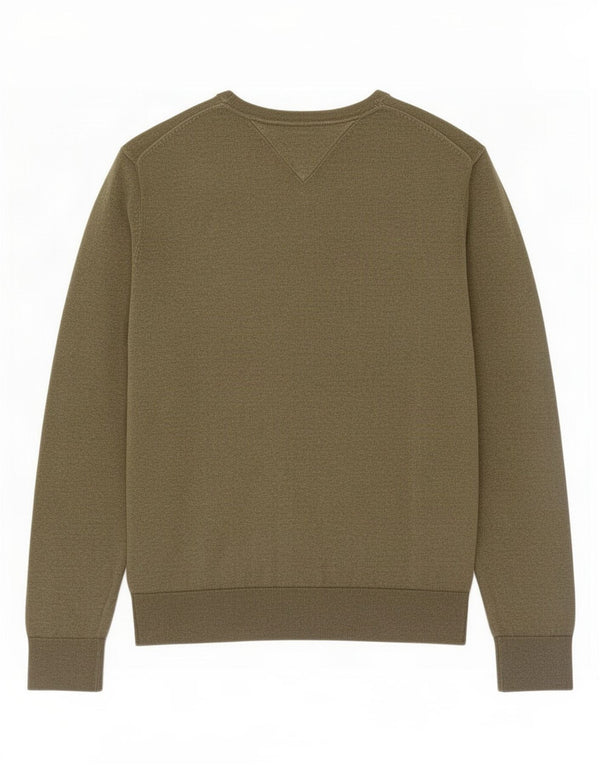 Tommy Hilfiger Mens Boat Neck Jumper Sweater Small Khaki Cotton
