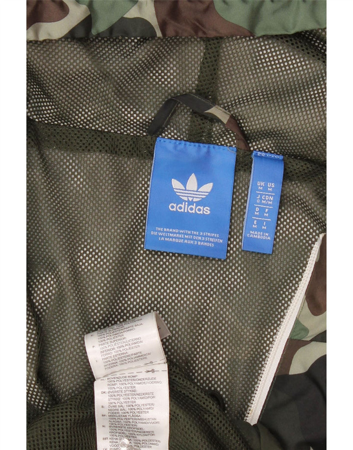 ADIDAS Chaqueta impermeable con capucha para hombre UK 38 Medium Khaki Camuflaje Poliamida