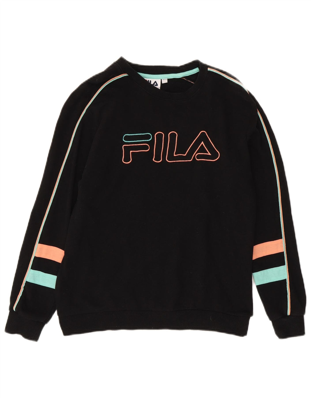 Fila Mujer Graphic Sudadera Jumper UK 8 Small Algodón Negro