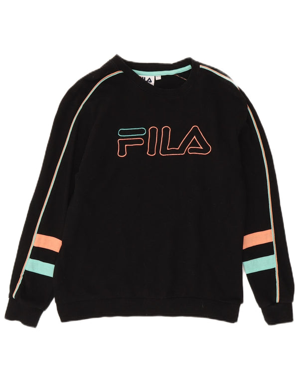 Fila Mujer Graphic Sudadera Jumper UK 8 Small Algodón Negro