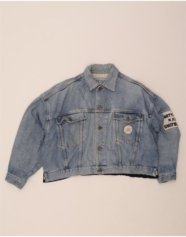 UNIFORM Chaqueta vaquera corta con gráfico para mujer Reino Unido 40 Grande Azul