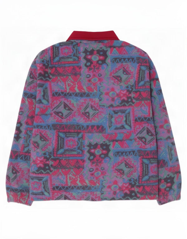 Vintage mujer chaqueta de lana de gran tamaño Reino Unido 10 pequeño multicolor geométrico