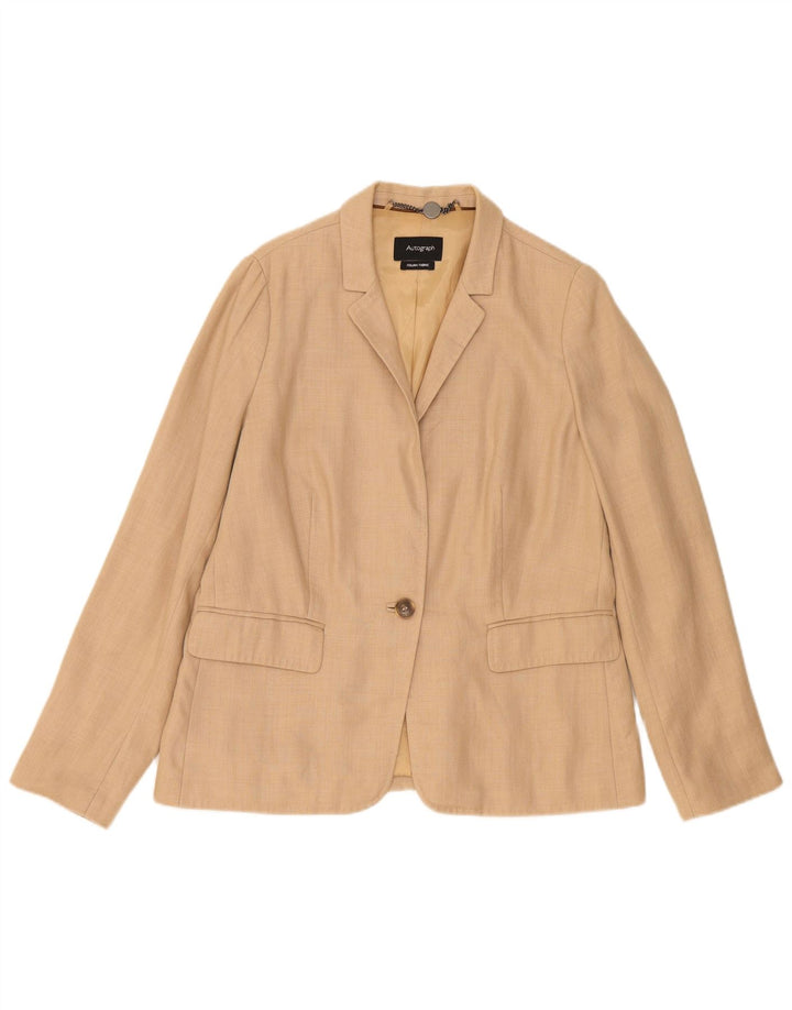 Marks & Spencer Chaqueta tipo blazer con 1 botón para mujer, talla 40, color beige