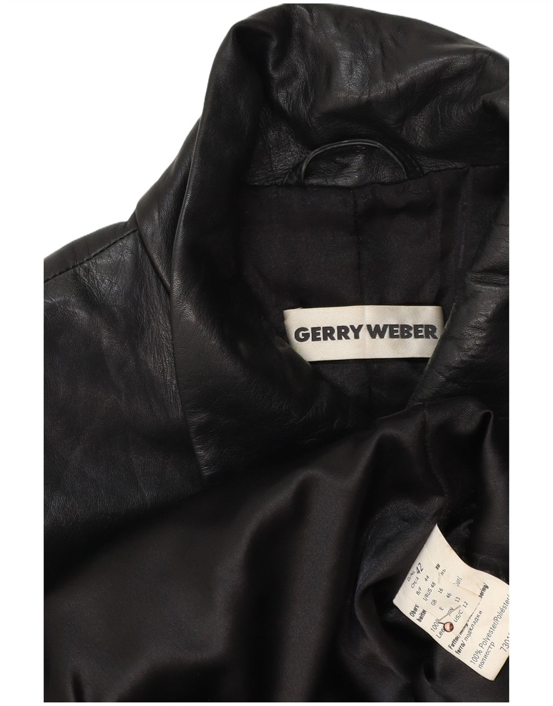 GERRY WEBER Abrigo de cuero para mujer Reino Unido 16 Cuero negro grande