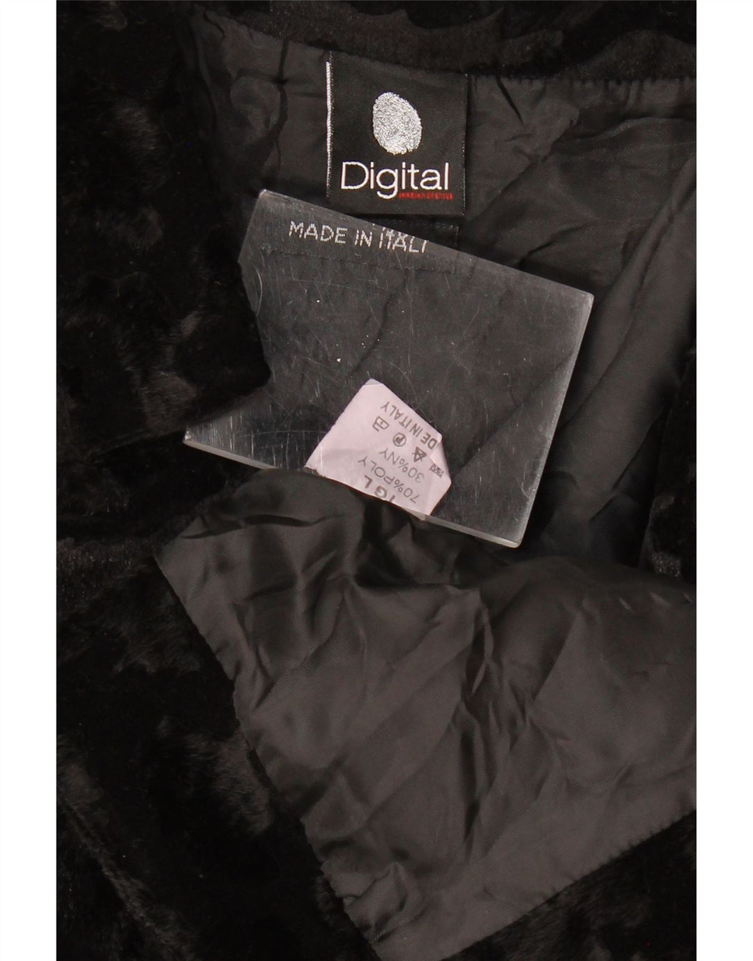 VINTAGE Chaqueta Bolero de piel sintética para mujer Reino Unido 14 Poliéster negro grande