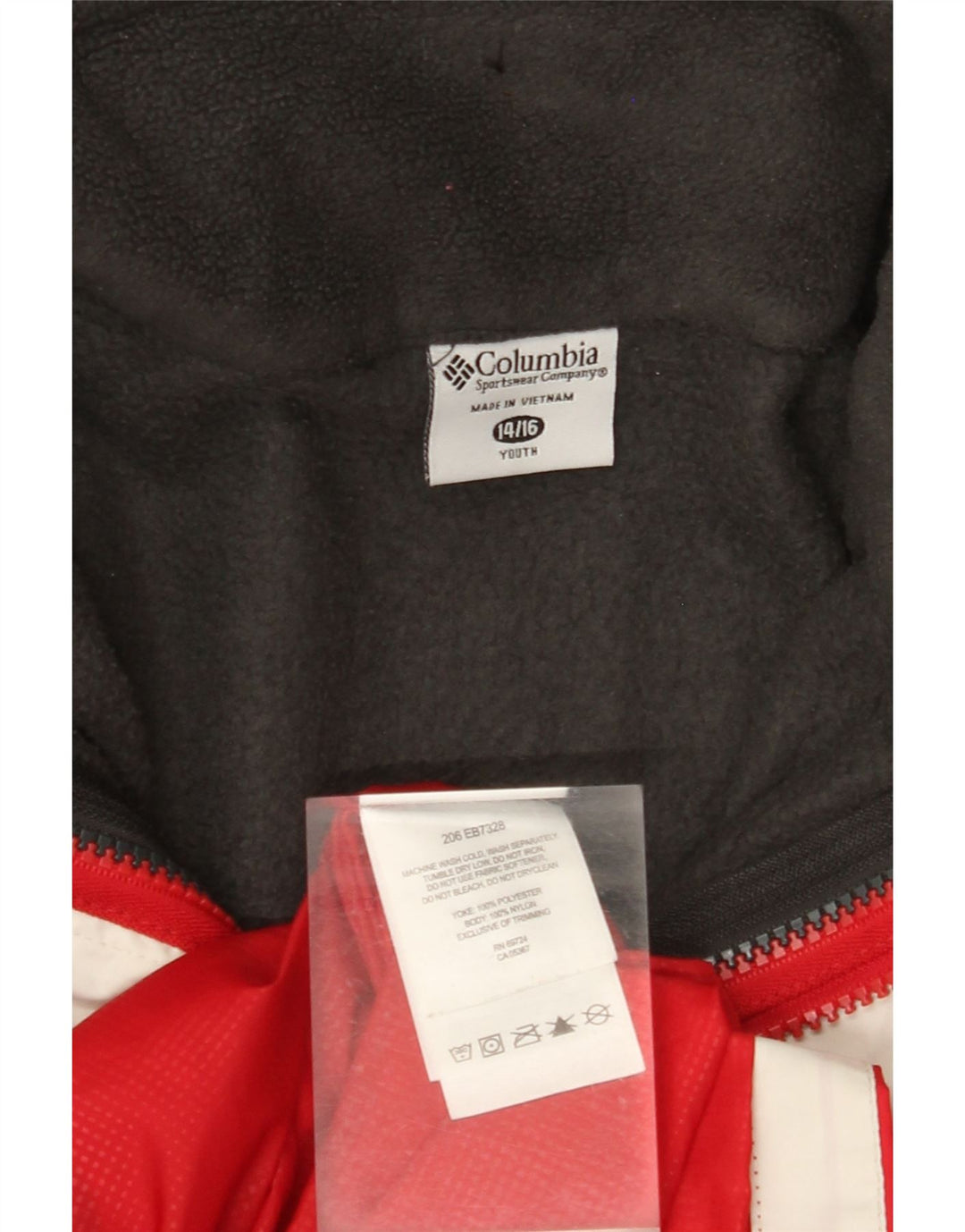 COLUMBIA Chaqueta cortavientos con capucha para niño 14-15 años Rojo Colorblock