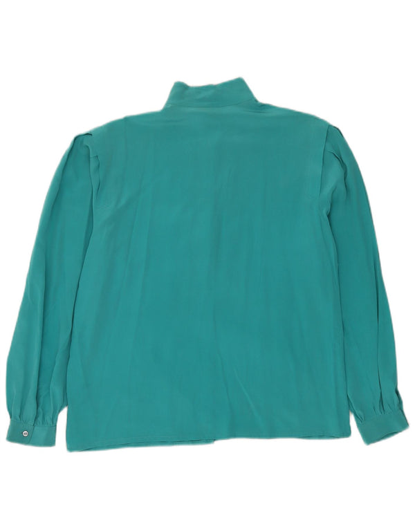 Blusa vintage para mujer IT 44 Seda mediana turquesa
