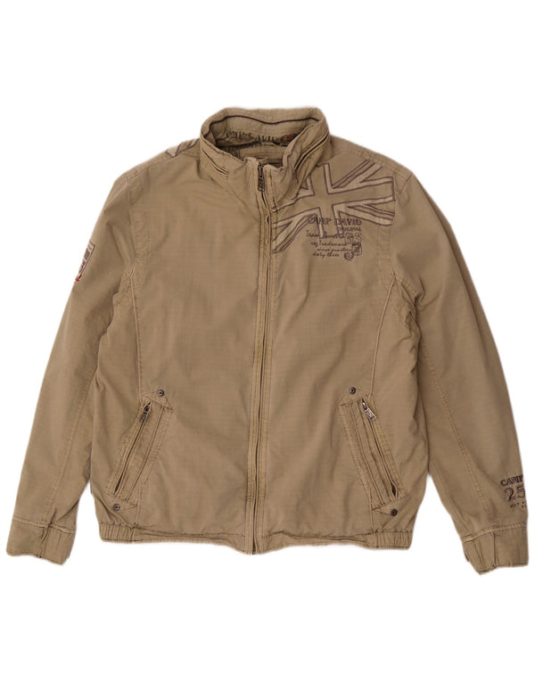 Camp David Chaqueta Bomber con Capucha y Estampado para Hombre UK 42 XL Algodón a Rayas Beige