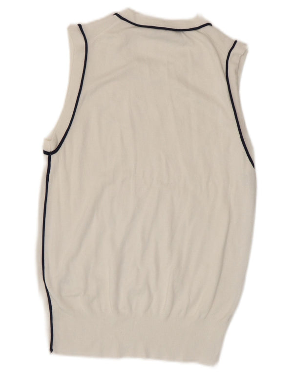 Zara Mujer Chaleco Tank Top UK 10 Small Blanco Rayas Viscosa