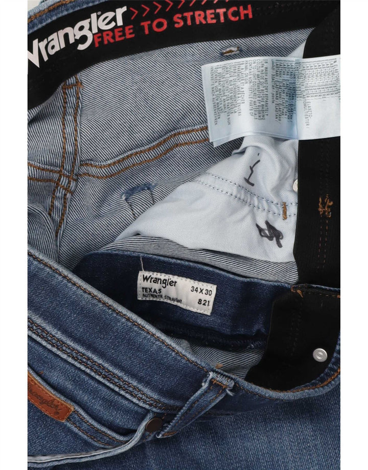 Wrangler Vaqueros rectos Texas para hombre W34 L26 Algodón azul