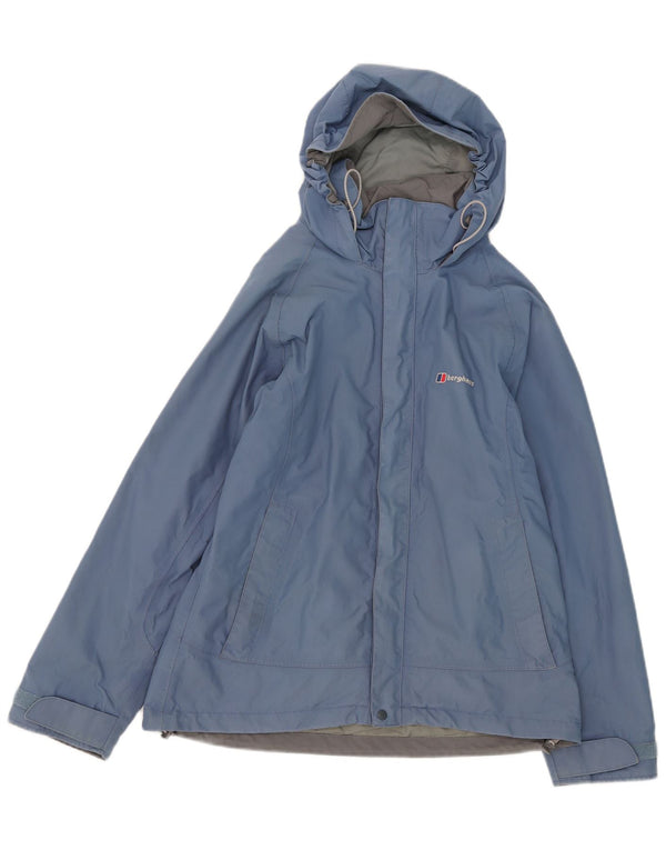 Berghaus Chaqueta impermeable con capucha para mujer UK 42 Medium Blue Nylon