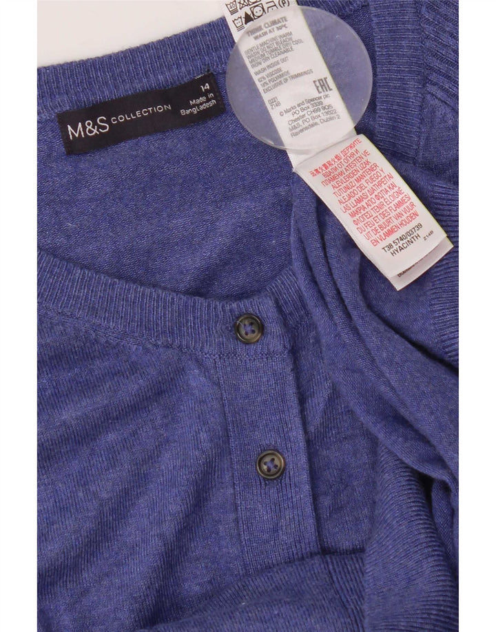 Marks & Spencer Suéter tipo cárdigan para mujer UK 44 Viscosa azul medio