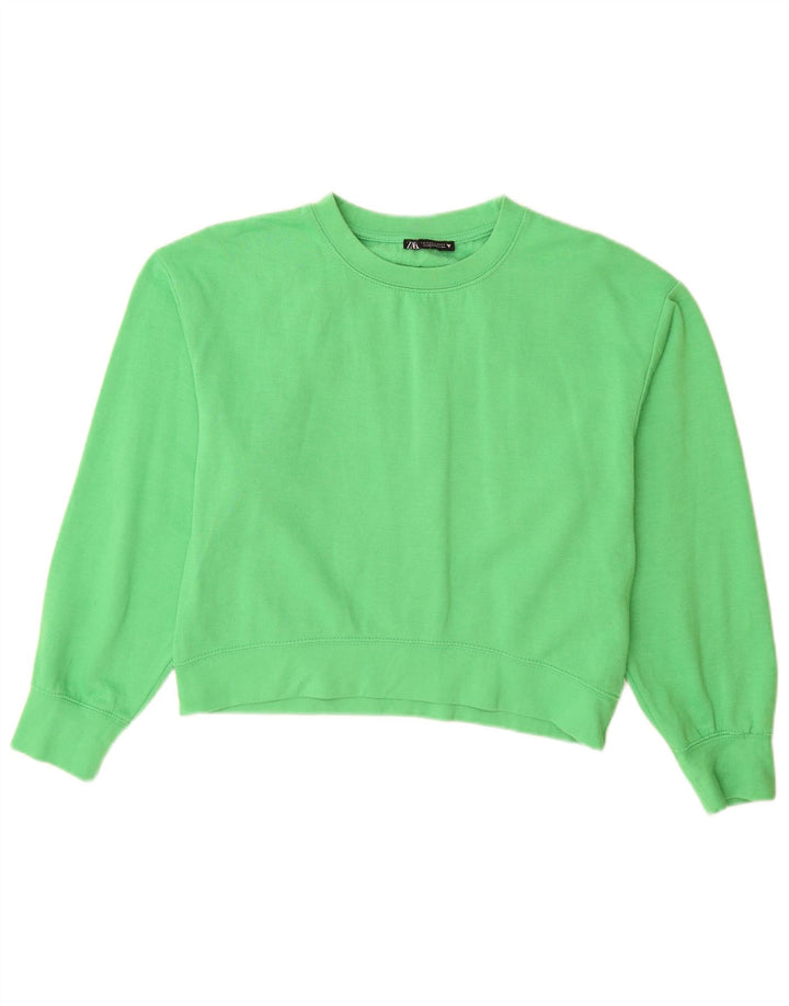Zara Mujer Sudadera Jumper UK 10 Small Verde Poliéster