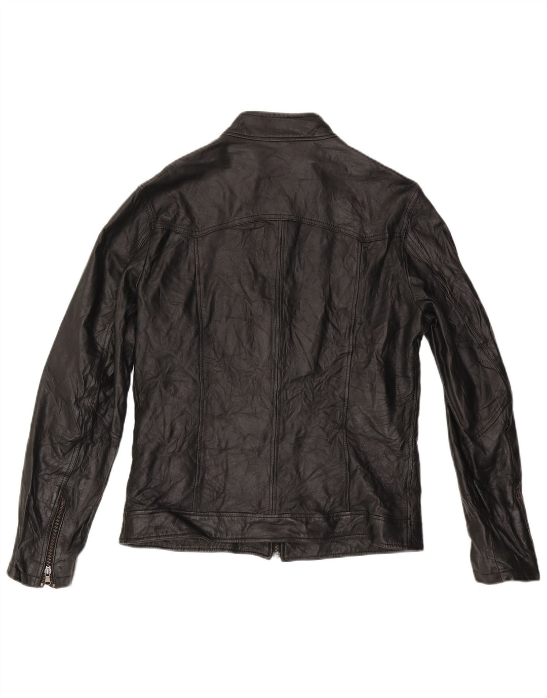 Vintage chaqueta de cuero para hombre Reino Unido 38 cuero negro medio