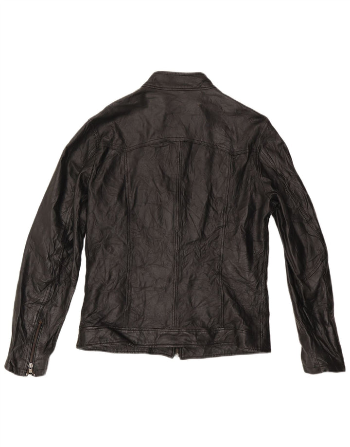 Vintage chaqueta de cuero para hombre Reino Unido 38 cuero negro medio