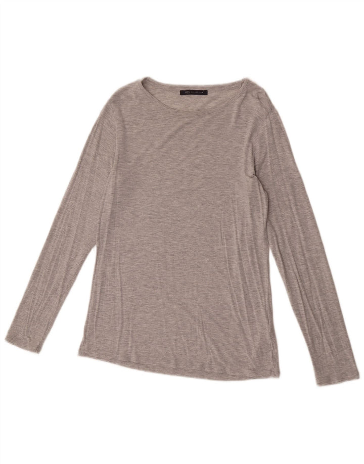Marks & Spencer Top para mujer de manga larga UK 44 Modal gris medio