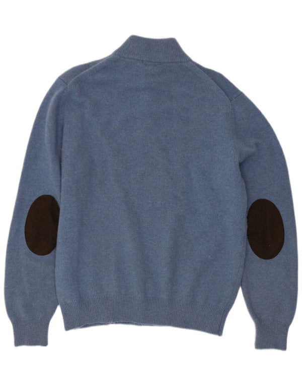 Hackett Hombre Zip Neck Jumper Sweater Large Lana Azul