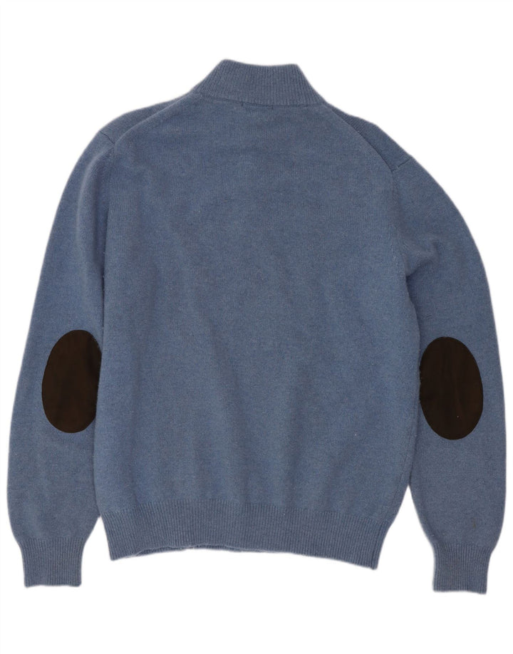 Hackett Hombre Zip Neck Jumper Sweater Large Lana Azul