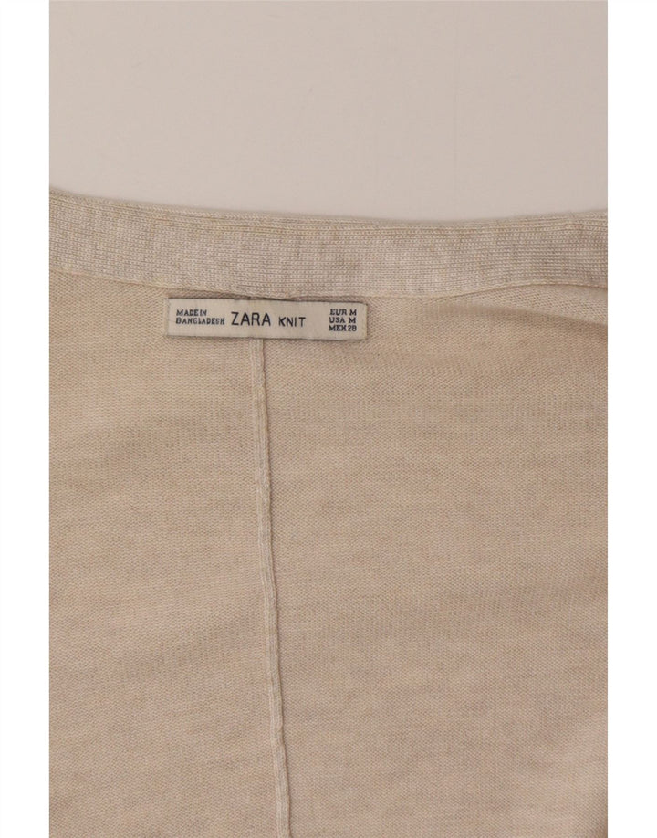Zara Mujer Suéter Cárdigan Largo Extragrande UK 44 Medio Beige