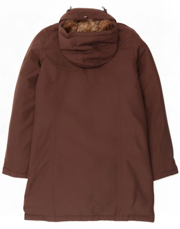 Abrigo acolchado con capucha Woolrich para mujer UK 18 XL Algodón marrón