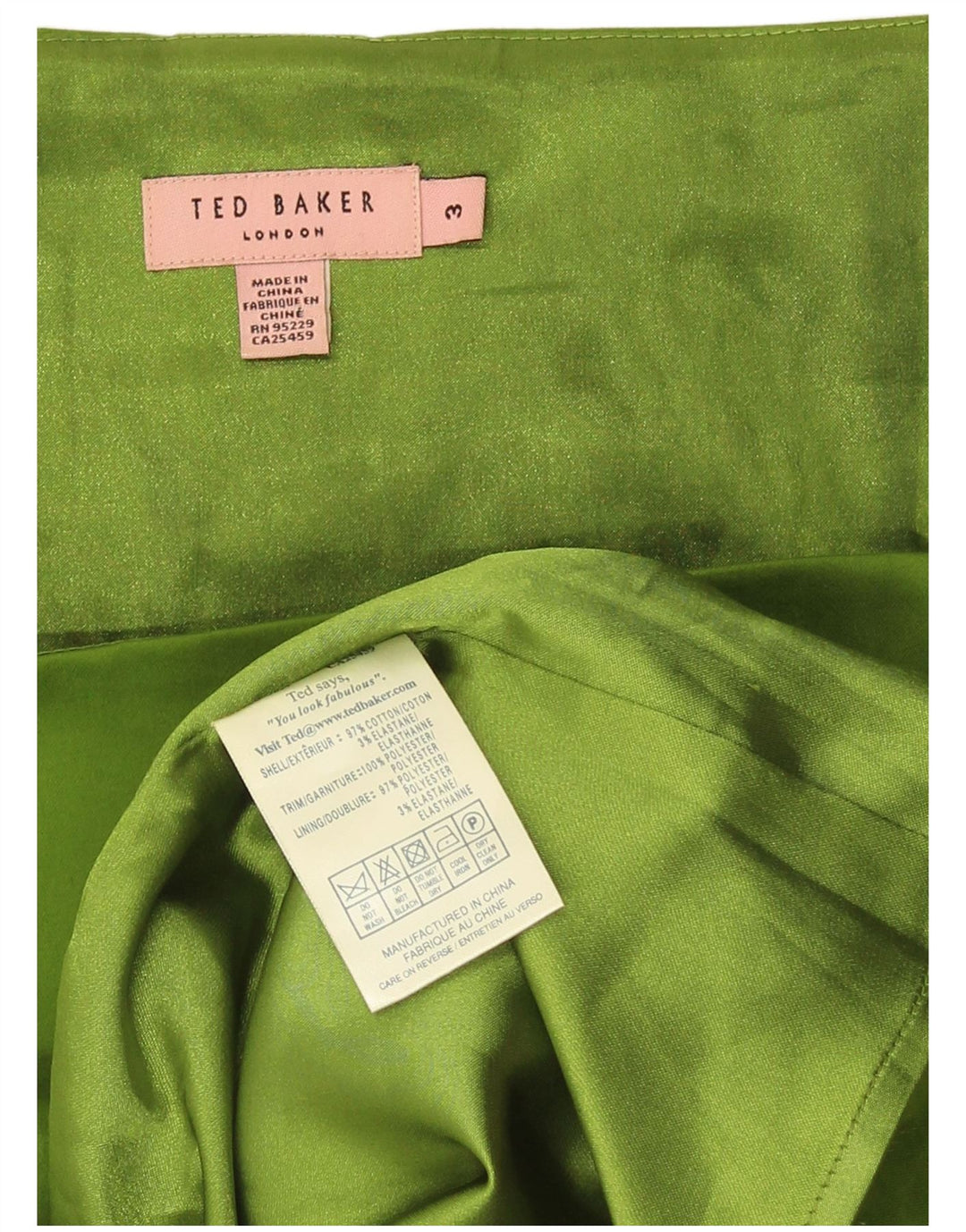 Ted Baker Vestido tubo sin mangas con volantes para mujer Talla 3 Algodón verde medio