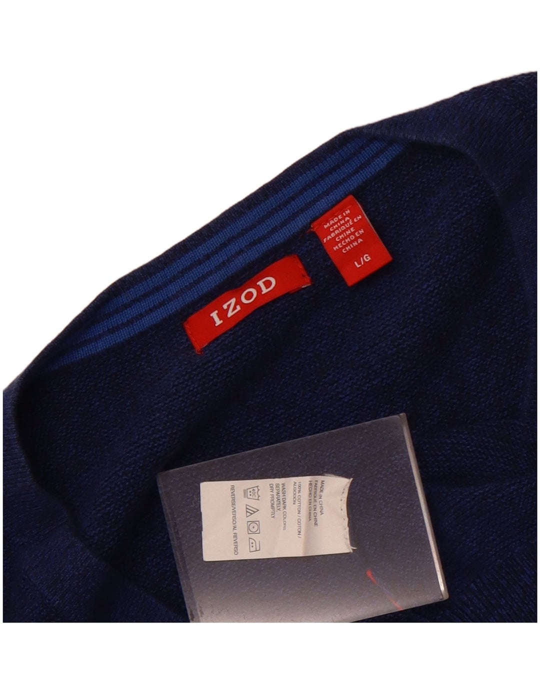 Izod Jersey con cuello en V para hombre, talla grande, algodón azul