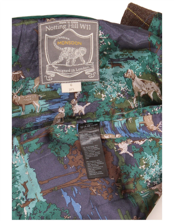 Monsoon Chaleco para niño 5-6 años Lana a cuadros marrón