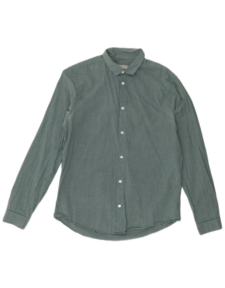 Camisa Cos para hombre de algodón a cuadros verde medio
