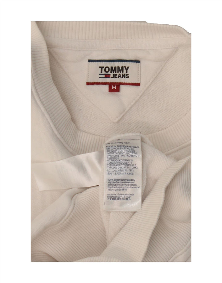 TOMMY HILFIGER Womens Oversized Sweatshirt Jumper UK 14 Medium White Vintage Tommy Hilfiger and Second-Hand Tommy Hilfiger from Messina Hembry 