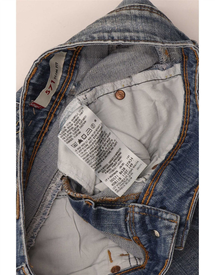 Levi's Mujer 571 Slim Jeans W27 L34 Algodón Azul