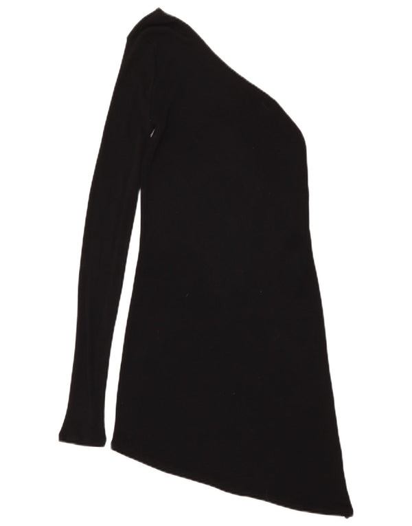 Zara Top Asimétrico De Un Hombro Para Mujer UK 42 Viscosa Negra Mediana