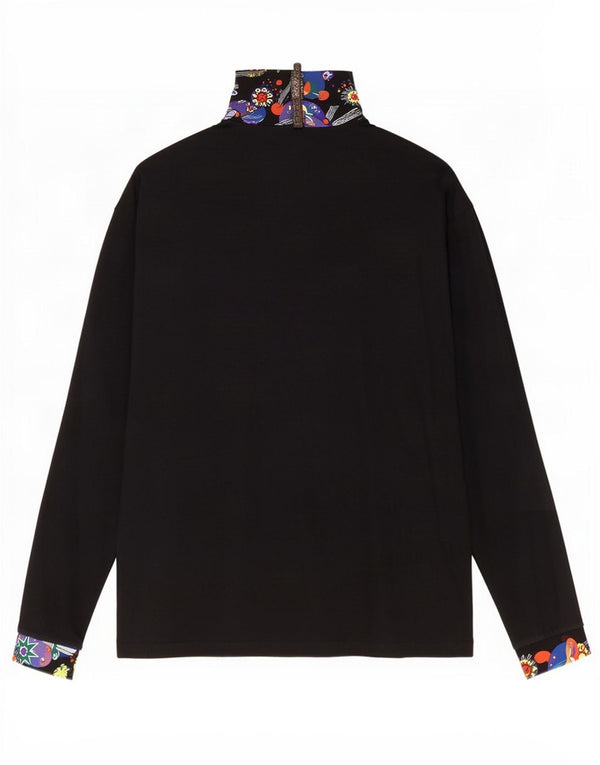 Conte of Florence Top para mujer de manga larga UK 46 Grande Negro Geométrico